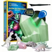 NATIONAL GEOGRAPHIC Glow in the Dark Dig Kit - Excavate 6 Glow in the Dark Rocks & Dinosaurs from a Glowing Brick