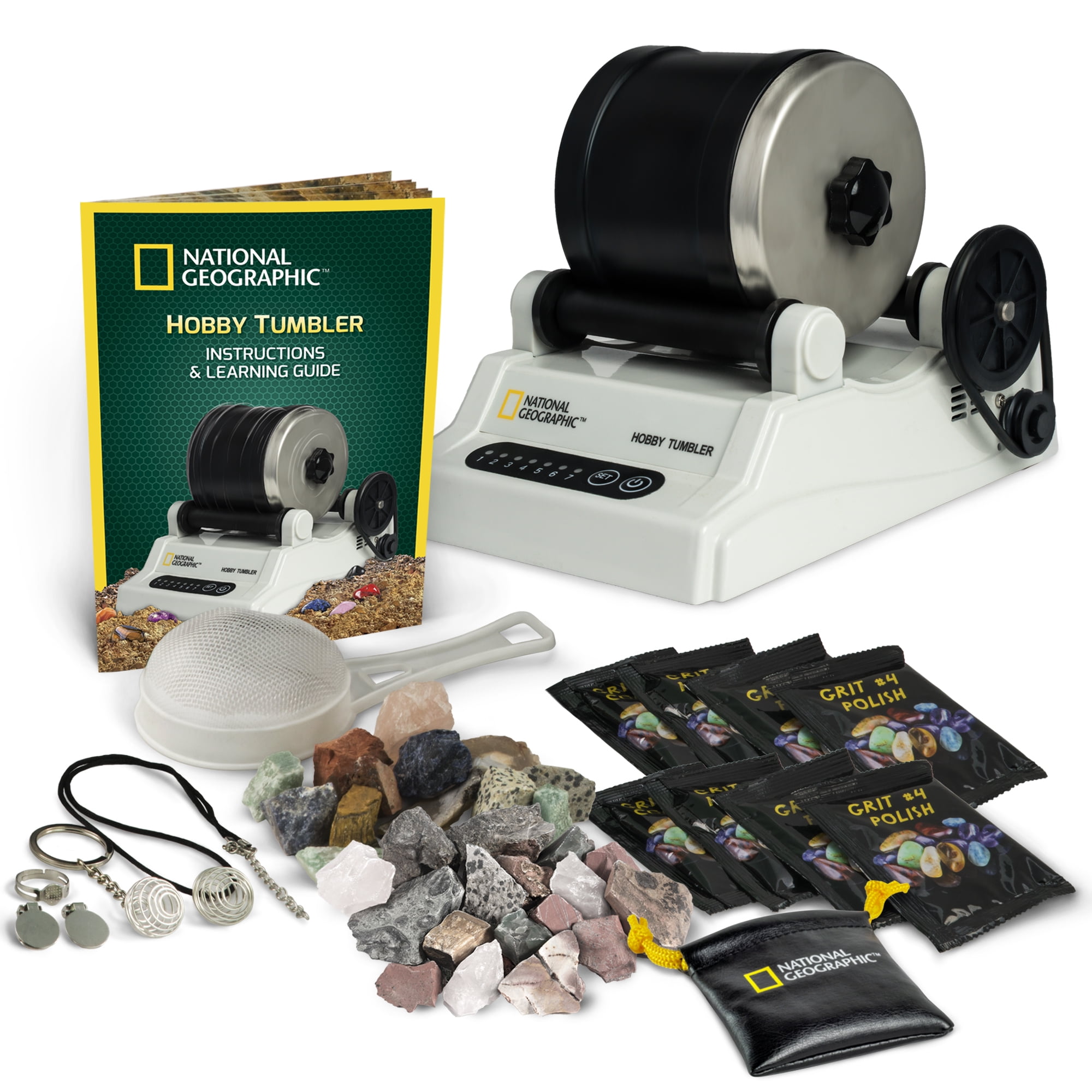NATIONAL GEOGRAPHIC Hobby Rock Tumbler Kit with 1 lb of Rough