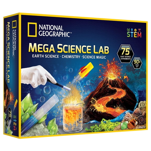 NATIONAL GEOGRAPHIC Mega Science Lab - Science Kit for Kids with 75 Easy Experiments, Featuring Earth Science, Chemistry Set, and Science Magic STEM Projects