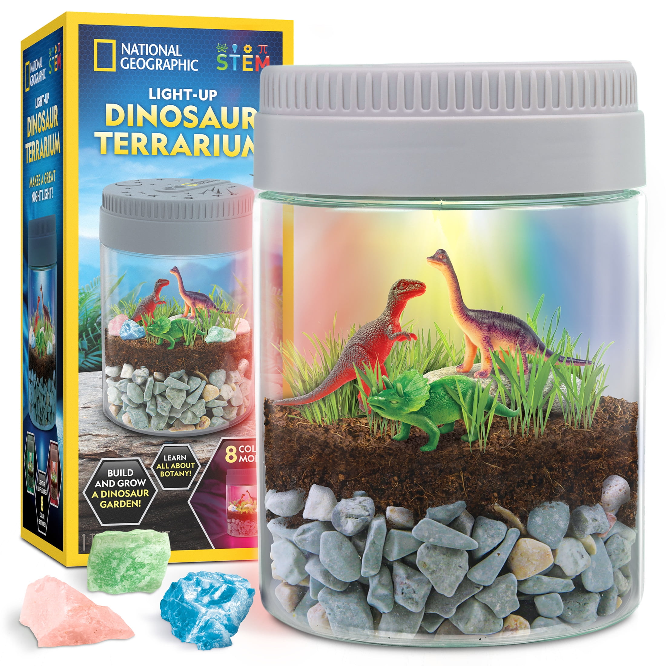 NATIONAL GEOGRAPHIC Dinosaur Terrarium Kit with Real Plants & LEDs