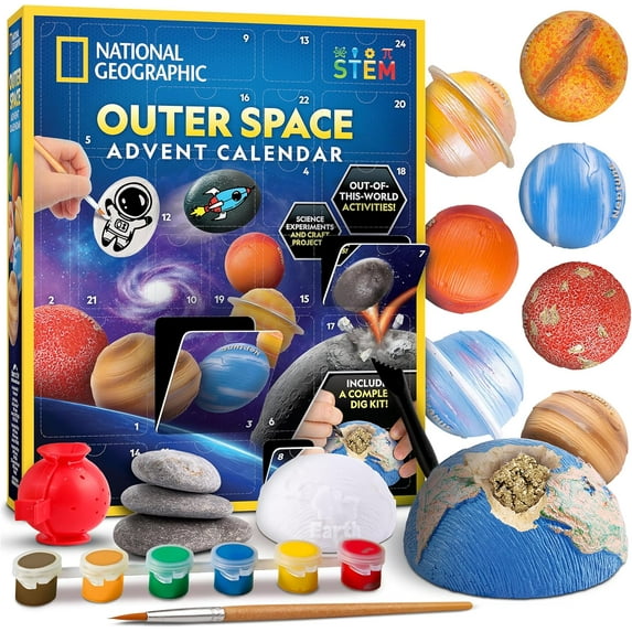 NATIONAL GEOGRAPHIC Outer Space Advent Calendar – 24 Days of Space-Themed Experiments, Crafts & Activities – Christmas Countdown Calendar for Kids
