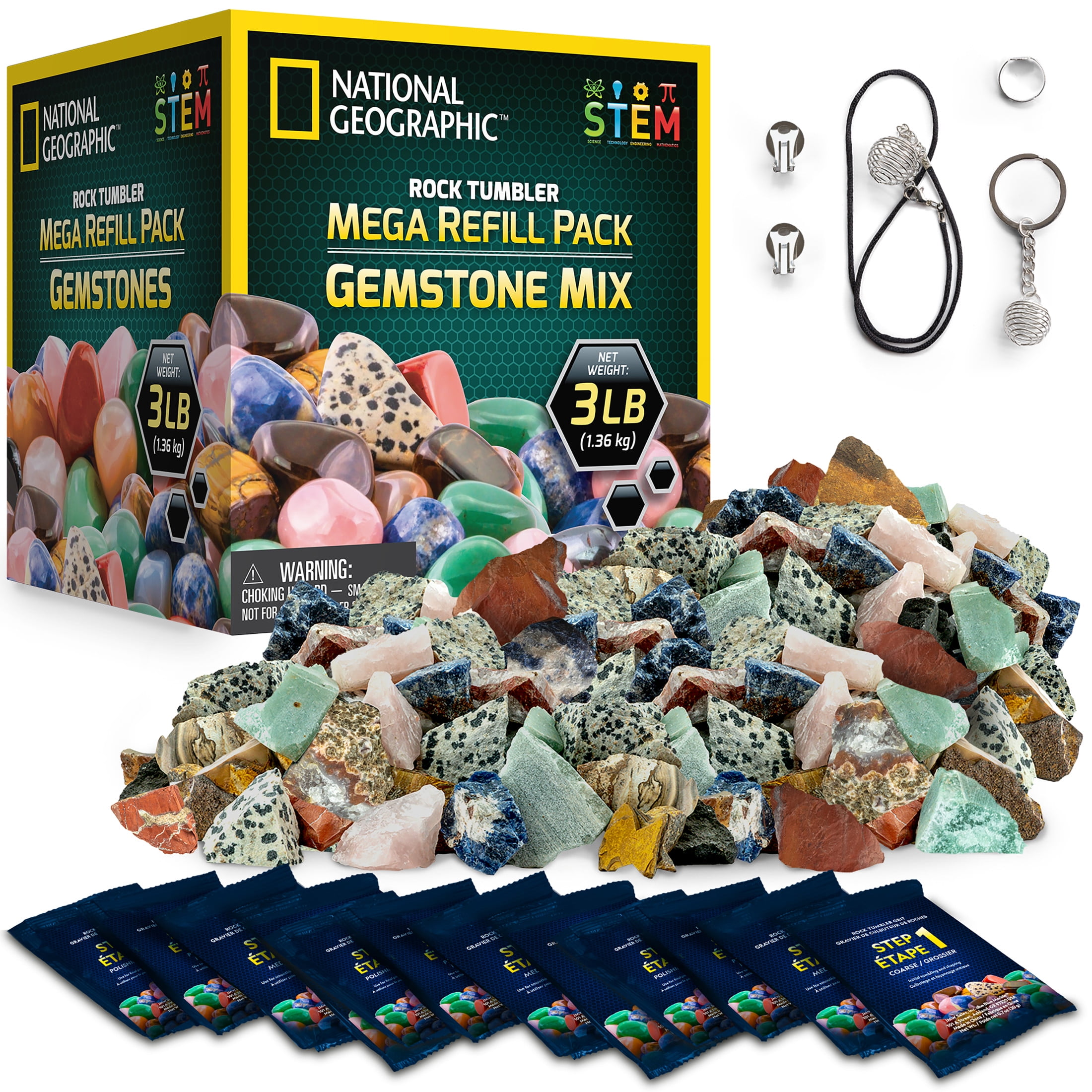 National Geographic 3lb Gemstone Mix Rock Tumbler Refill Kit