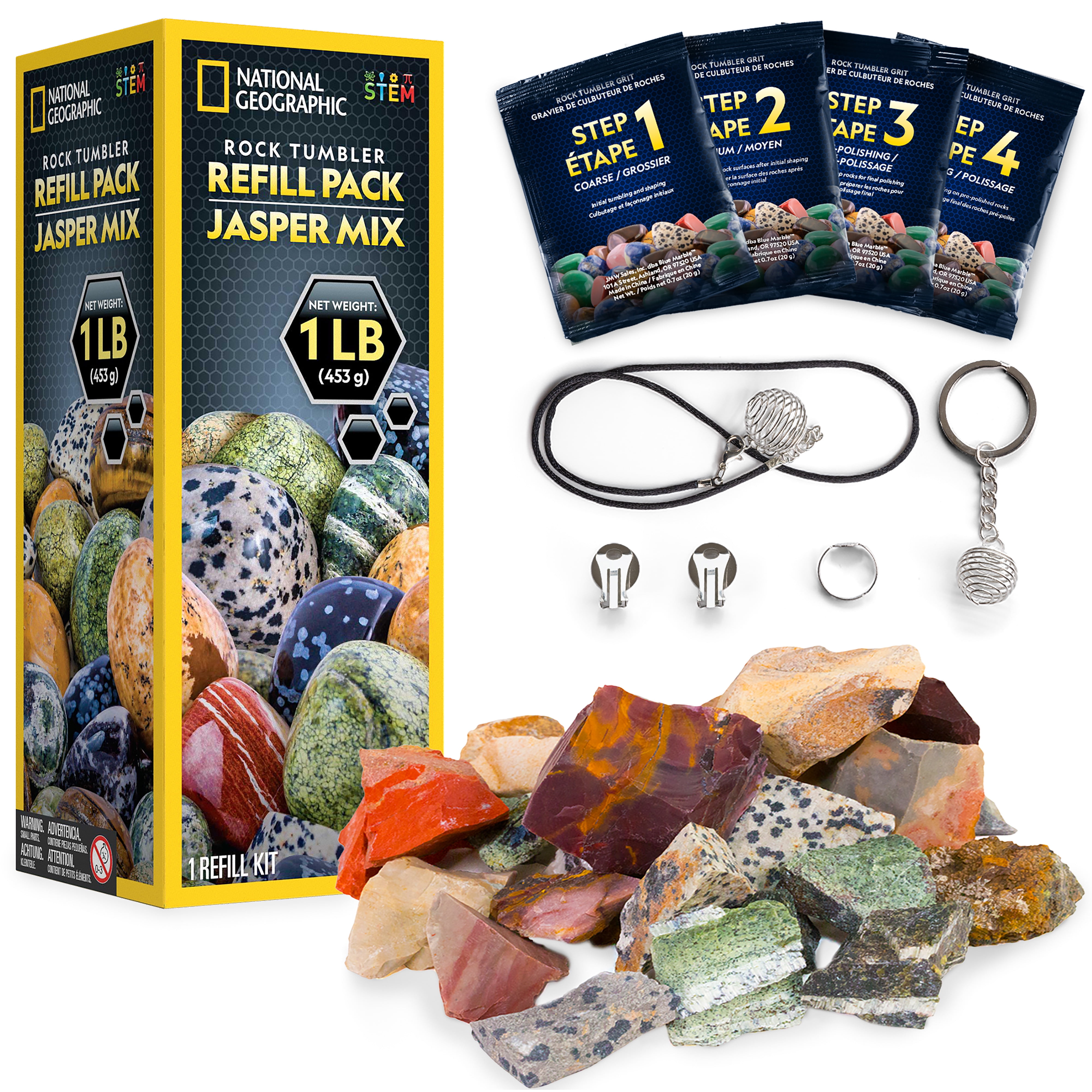 NATIONAL GEOGRAPHIC Rock Tumbler Refill Kit 1 Lb. Jasper Rough Rocks