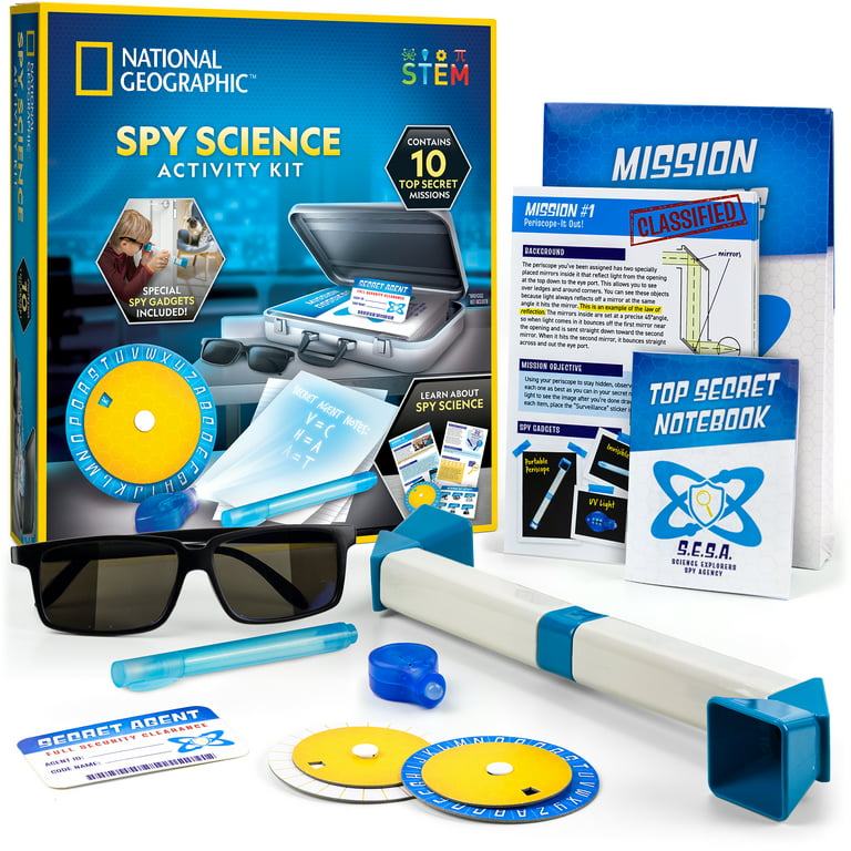 NATIONAL GEOGRAPHIC Spy Science Kit - Kids Spy Activity Set, Complete 10  Secret Spy Missions with Spy Gadgets and Spy Gear, Detective Kit, Pretend