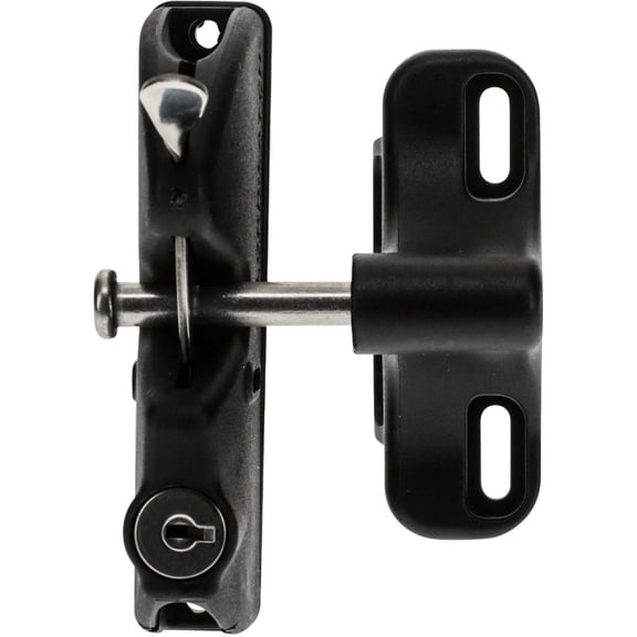 National Hardware Auto Gate Latch - Locking - 4-9-16in, Black — Standard Mounting Hardware, Drop-In Replacement
