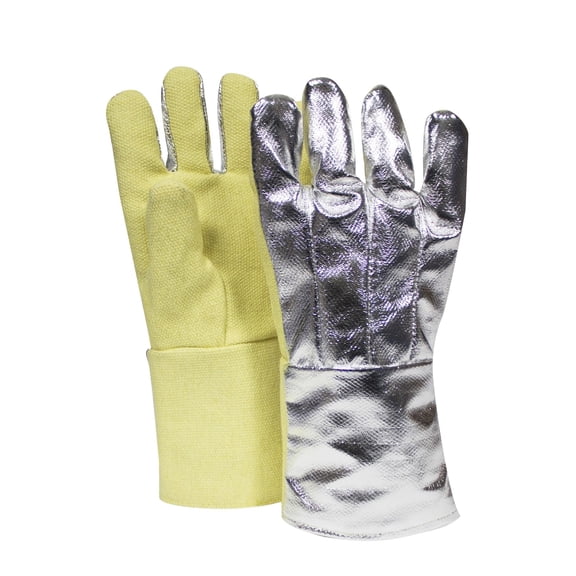 NATIONAL SAFETY APPAREL G51TCNL14 Thermobest Glove with Back, Large, Aluminized Back/Yellow Front