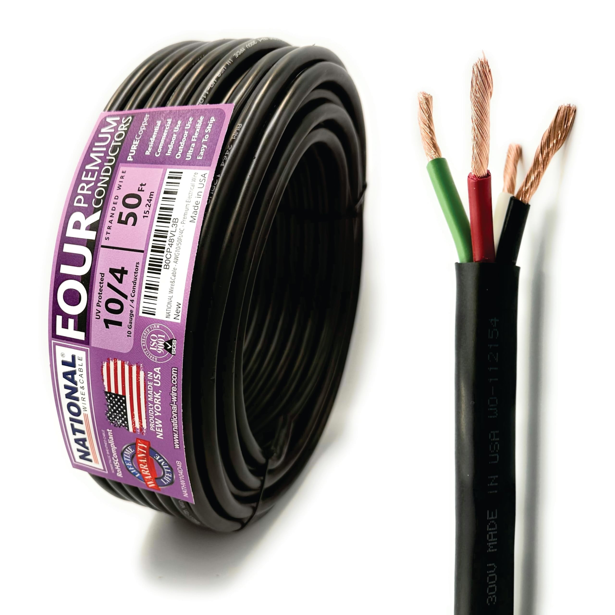 NATIONAL Wire Cable Premium Electrical Wire 10 Gauge 4 Conductors