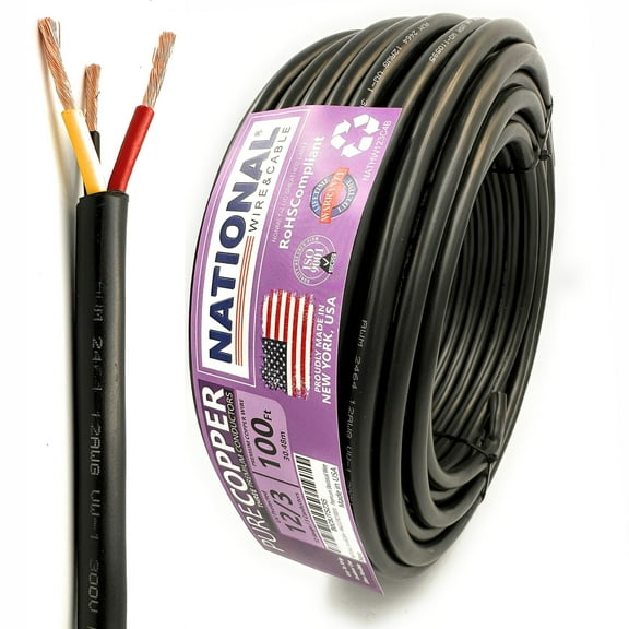 NATIONAL Wire&Cable - Premium Electrical Wire - 12 Gauge 3 Conductors - 100Ft - Made in USA