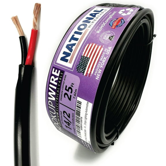 NATIONAL Wire&Cable - Premium Electrical Wire - 14 Gauge 2 Conductors - 25Ft - Made in USA