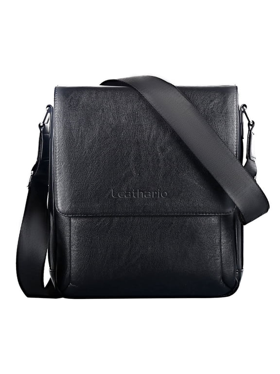 Men's Crossbody Bag, Vegan Leather, Small Messenger for Travel Work Daily