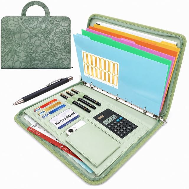 NATISERAUM Portfolio Organizer ,Vegan Leather Business Padfolio Folder ...