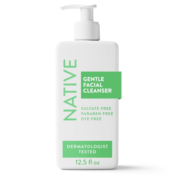 Native Gentle Face Wash for Sensitive Skin, Fragrance Free, Sulfate Free, with Vitamin B3 and Aloe, Dermatologist Tested, 12.5 fl oz