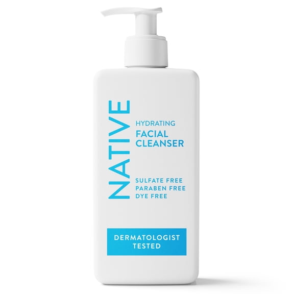 Native Hydrating Facial Cleanser for dry skin, Sulfate Free, with Hyaluronic Acid and Shea Butter, Dermatologist Tested, 12.5oz
