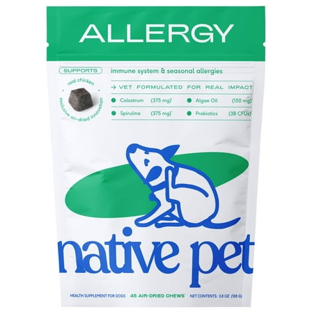 Native Pet Dog Allergy Chews Supplement for Immune Support & Allergy Relief, 45ct Pack