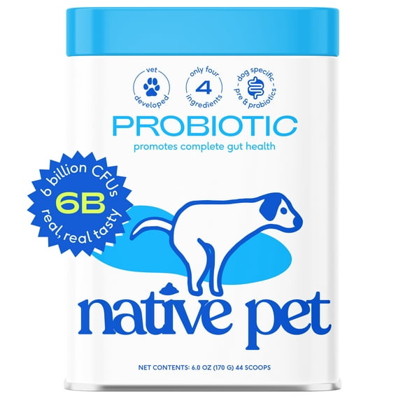Native Pet Probiotic Supplement for Dogs, Promotes Complete Gut Health, 6 oz, 45 Scoops