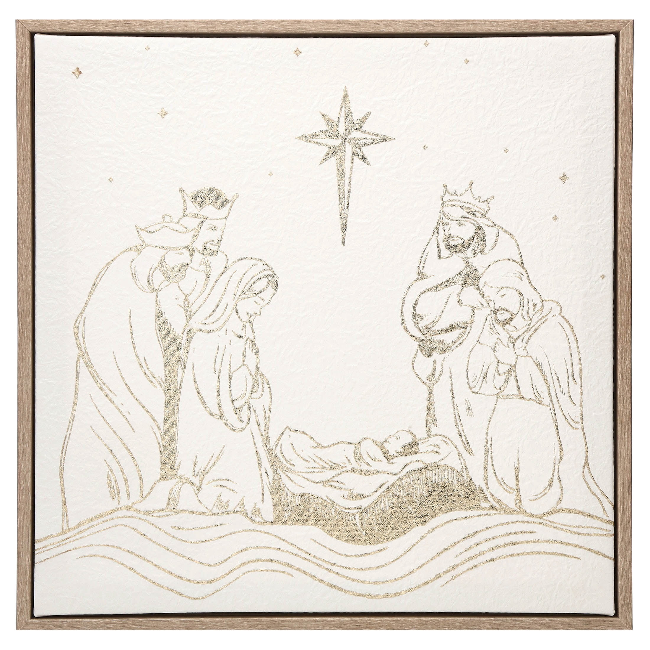 Nativity Scene Framed Christmas Wall Art, Multicolor, 12" x 12", by Holiday Time