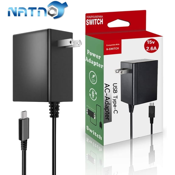 NATNO Charger for Nintendo Switch - 6Ft Switch Charger Supports All TV Switch Docks Fast Charging Power Supply AC Adapter Charger for Nintendo Switch,Nintendo Switch Lite and Pro Controller