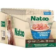 NATOO Cat Food Topper for Picky Eaters & Healthy Soft Cat Treat (Salmon & Pumpkin), Wet Food with Gravy, High Protein & Limited Ingredient, 2.4 oz (Case of 20)