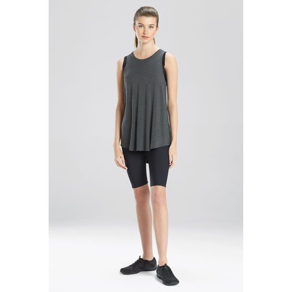 NATORI Womens Gray Stretch Heather Sleeveless Crew Neck Active Wear Tank Top XL