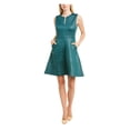 thumbnail image 1 of NATORI Womens Green Sleeveless V Neck Short Fit + Flare Party Dress Size: 16, 1 of 2