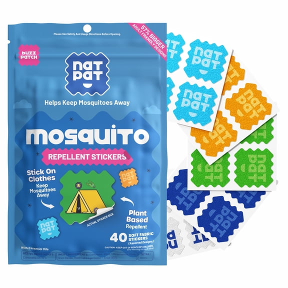 NATPAT BuzzPatch Adult Mosquito Repellent Patches, 40 Count