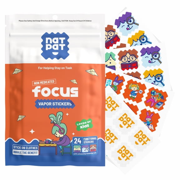NATPAT FocusPatch Focus Enhancing Stickers for Kids, 24 Count