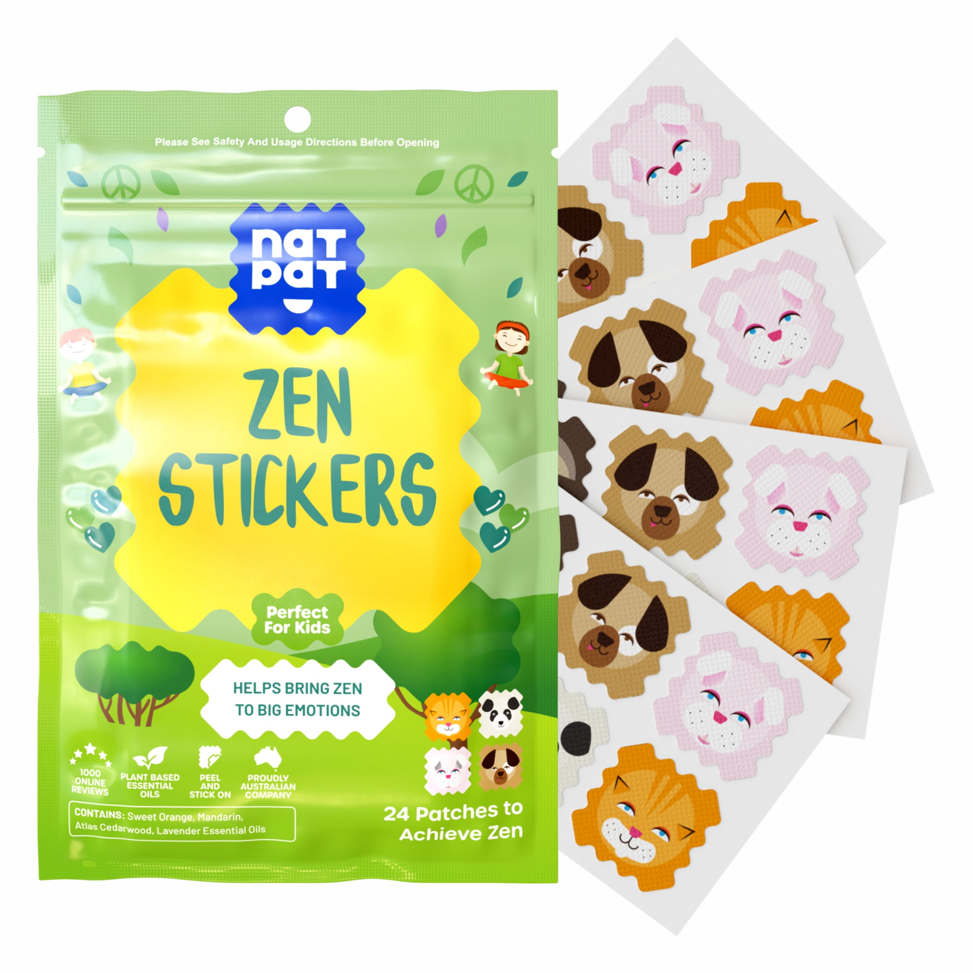 NATPAT Zen Mood Calming Stickers Anxiety Relief, SelfCare, Natural, Drug Free Patches for
