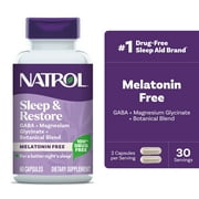Natrol Sleep & Restore Capsules, GABA, Magnesium Glycinate, Botanical Blend, Melatonin-Free, Essential for Your Ultimate Restorative Sleep, Up to a 30 Day Supply