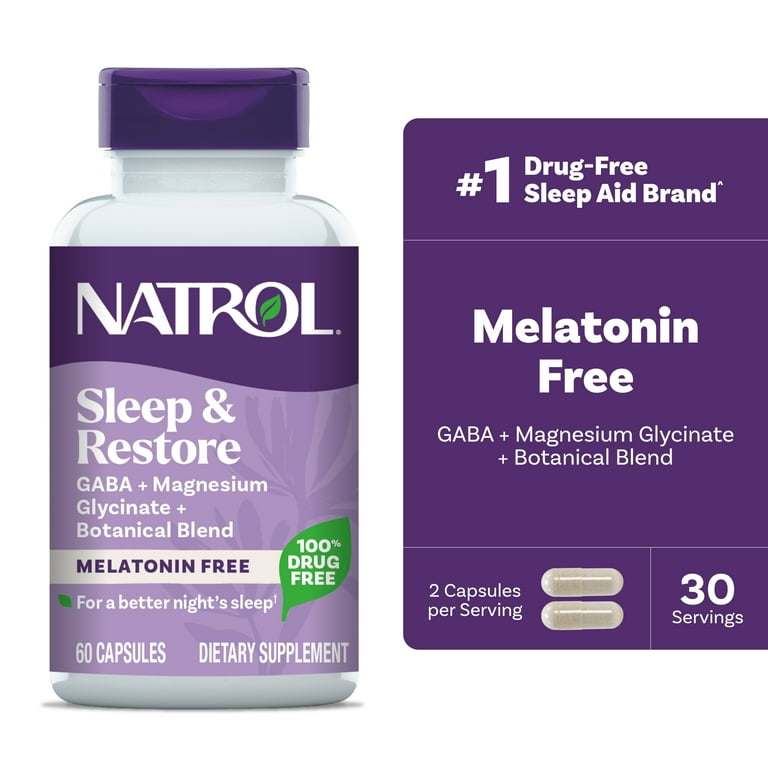 Natrol Sleep & Restore Capsules with GABA, Magnesium Glycinate, Botanical  Blend � 30 Day Supply - Walmart.com