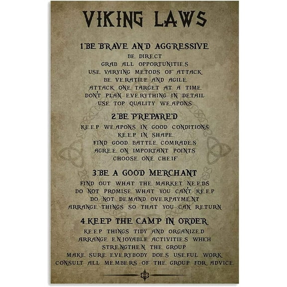 Metal Tin Sign Viking Laws Vertical Poster No Frame Wall Decor Gift for Birthday Christmas Valentine S Day Mother S Day Father8x12 Inch
