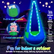 Natubeau Pod Swing Seat, Cotton Sensory Pod Swing Chair with Inflatable Pillow, Upgraded Hanging Hammock Chair with LED Lights, Pod Swing for Indoor & Outdoor, 