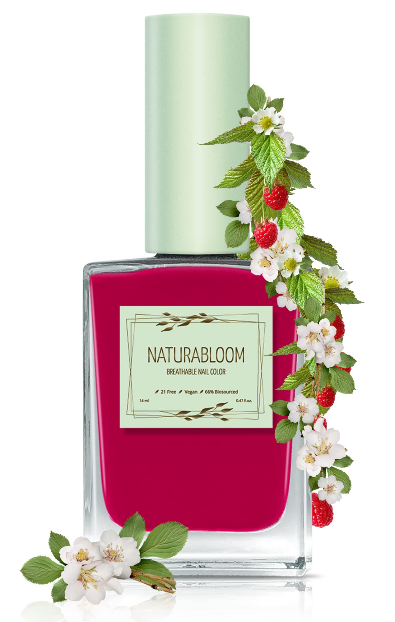 NATURABLOOM Breathable Premium Long Lasting Nail Polish (Raspberry
