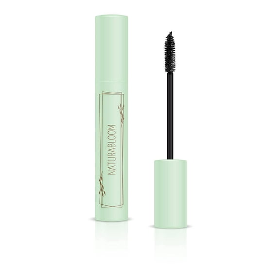 NATURABLOOM Natural Vegan Black Mascara With Jojoba - Extra Volume and Length For Stunning Lashes - Hypoallergenic, Smudge-proof & Long-lasting mascara - Organic, Cruelty-Free - Made in Italy 9.5ml