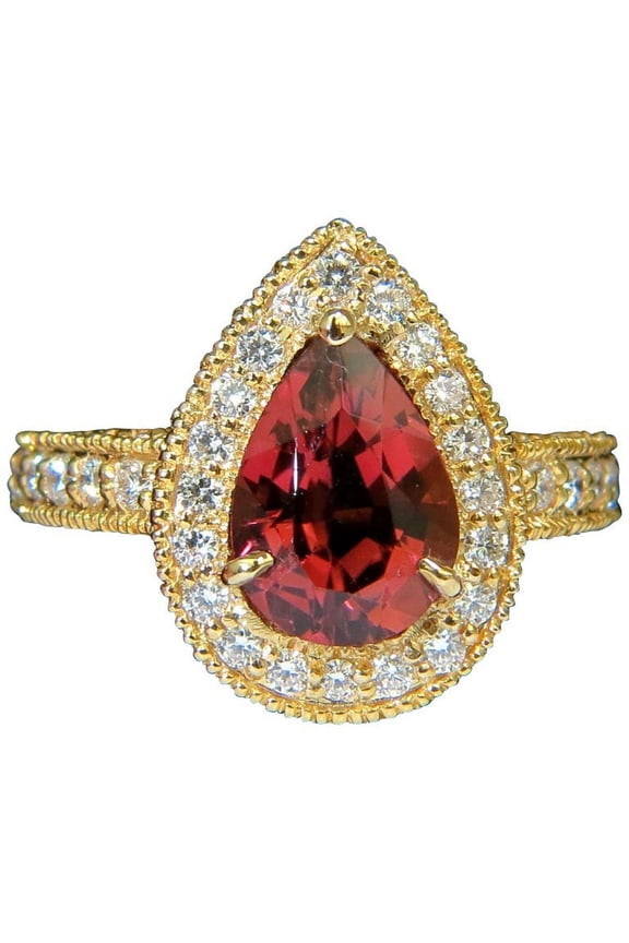 NATURAL 4.50CT PINK TOURMALINE DIAMOND RING HALO A+ LUSTER VS PRIME 14KT