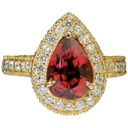 Natural 4.50ct Pink Tourmaline Diamond Ring Halo A+ Luster Vs Prime 14kt