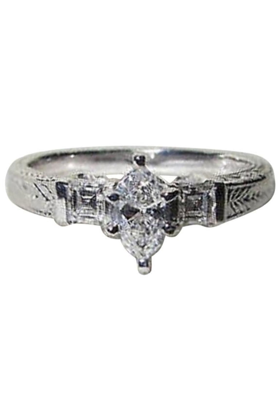 NATURAL .56CT MARQUISE & ASCHER CUT DIAMOND RING