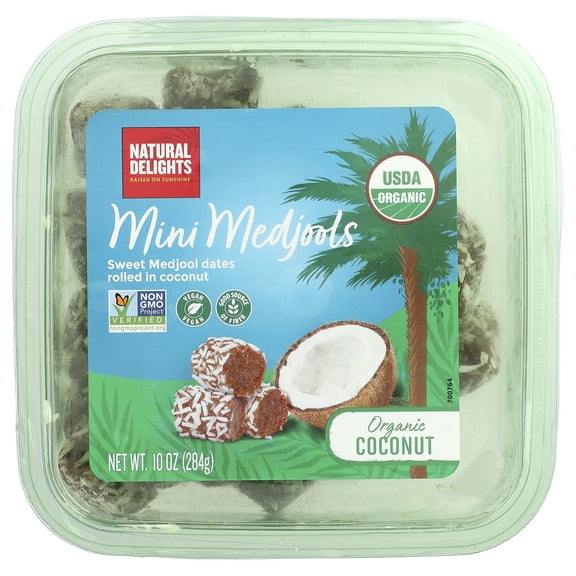 Natural Delights Organic Mini Medjools, Coconut, 10 oz (284 g)