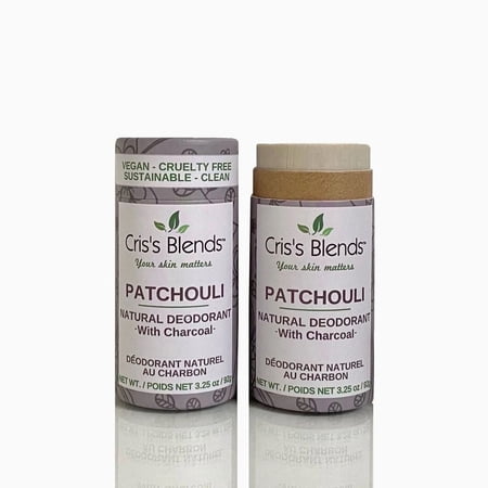 NATURAL DEODORANT, PATCHOULI & CHARCOAL, Zero Waste Push Up Tube, 3.25 oz