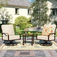 thumbnail image 1 of NATURAL EXPRESSIONS 3 Piece Outdoor Bistro Set, Swivel Glider Rocking Chairs Patio Conversation Furniture Set with 2 Rockers, Metal Table for Backyard, Porch,Balcony, 350lbs, Off-whitr, 1 of 7