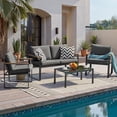 thumbnail image 1 of NATURAL EXPRESSIONS 4 Piece Patio Furniture Set, Outdoor Sectional Conversation Set, Tempered-Glass Ttable, Dark Grey, 1 of 7