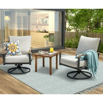 3 Pieces Outdoor Swivel Rocker Patio Chairs, 360 Degree Rocking Patio ...