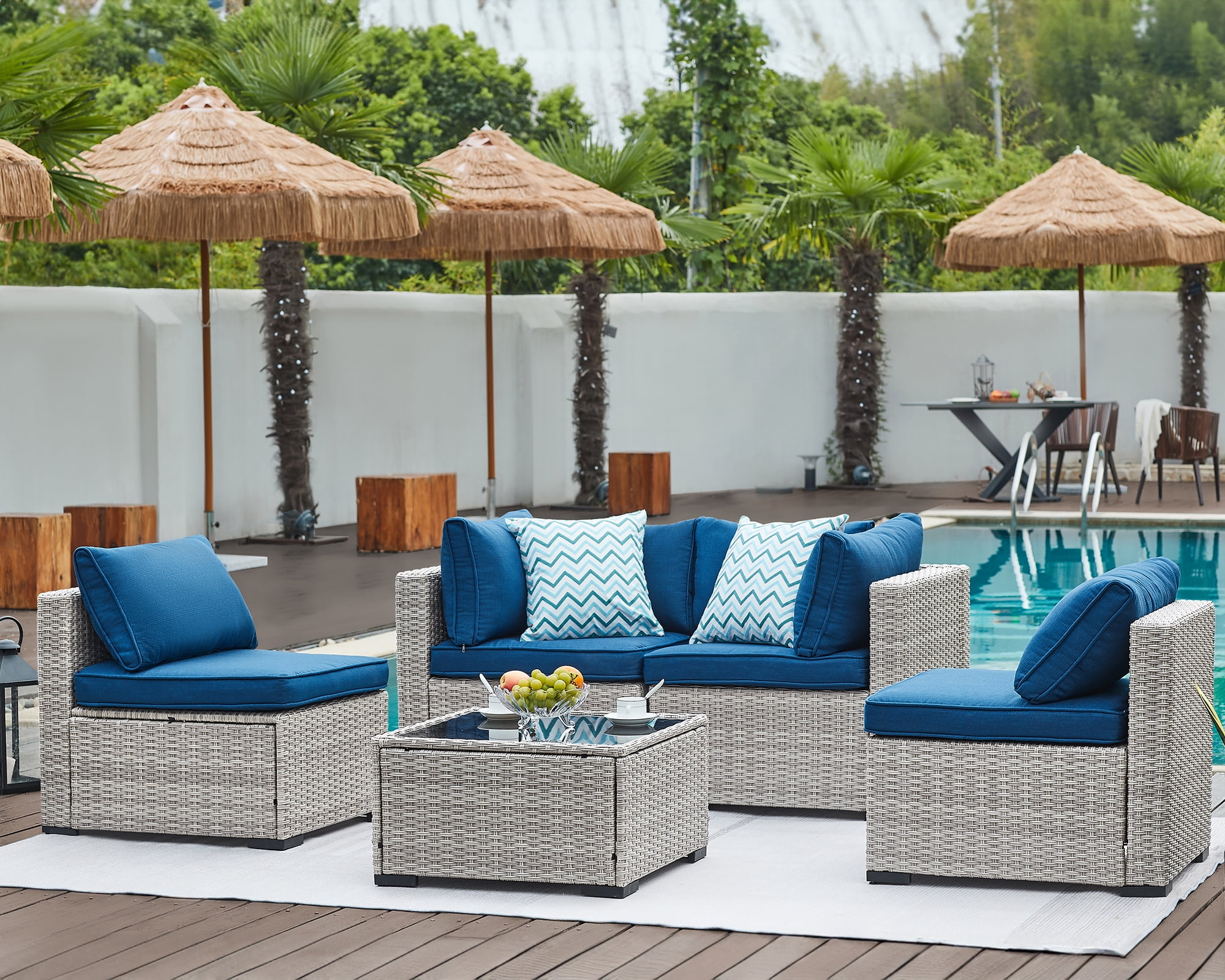 NATURAL EXPRESSIONS 5 Piece Patio Furniture Set Outdoor Sectional Sofa