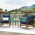 thumbnail image 1 of NATURAL EXPRESSIONS Sunbrella Rocking Bistro Set, 3 Piece Outdoor Patio Conversation Furniture Set with 6.5'' Thick Cushions Wood Grain Finish Frame for Backyard,Porch,Poolside, 1 of 7
