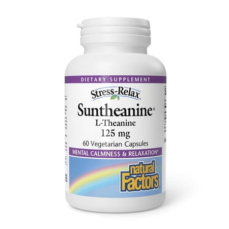 Natural Factors Stress-Relax Suntheanine L-Theanine 125 mg, Non-Drowsy Stress Support for Mental Calmness and Relaxation, 60 Capsules