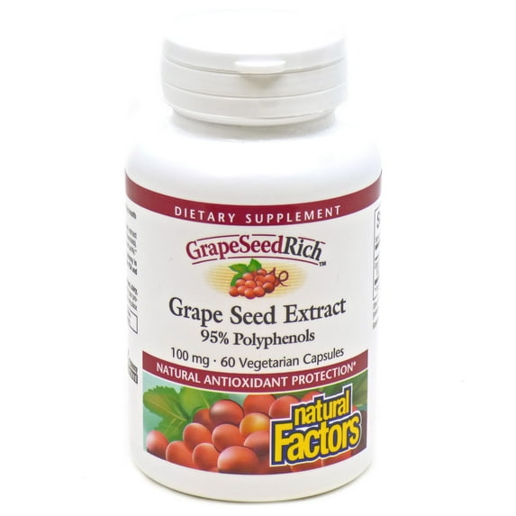 Natural Factors Grape Seed Extract, 100 mg, 60 Capsules