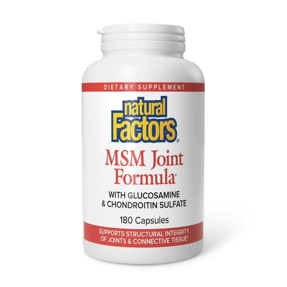 Natural Factors MSM Joint Formula, Supports Healthy Joints, Muscle and Cartilage with Glucosamine and Chondroitin Sulfate, 180 Capsules