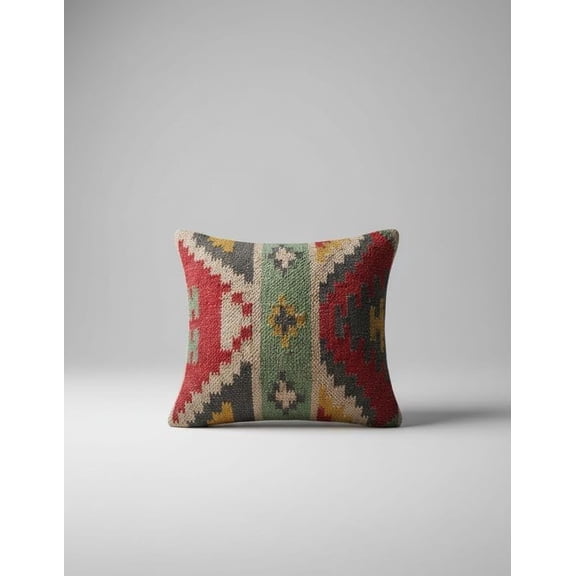 NATURAL FURNISH Handwoven Wool Jute Kilim Cushion Cover | Traditional Southwestern Geometric Decorative Throw Pillow Case | Handmade Kilim Pillow Cover for Sofa, Bed and Living Room (Beige, 2 PCS)