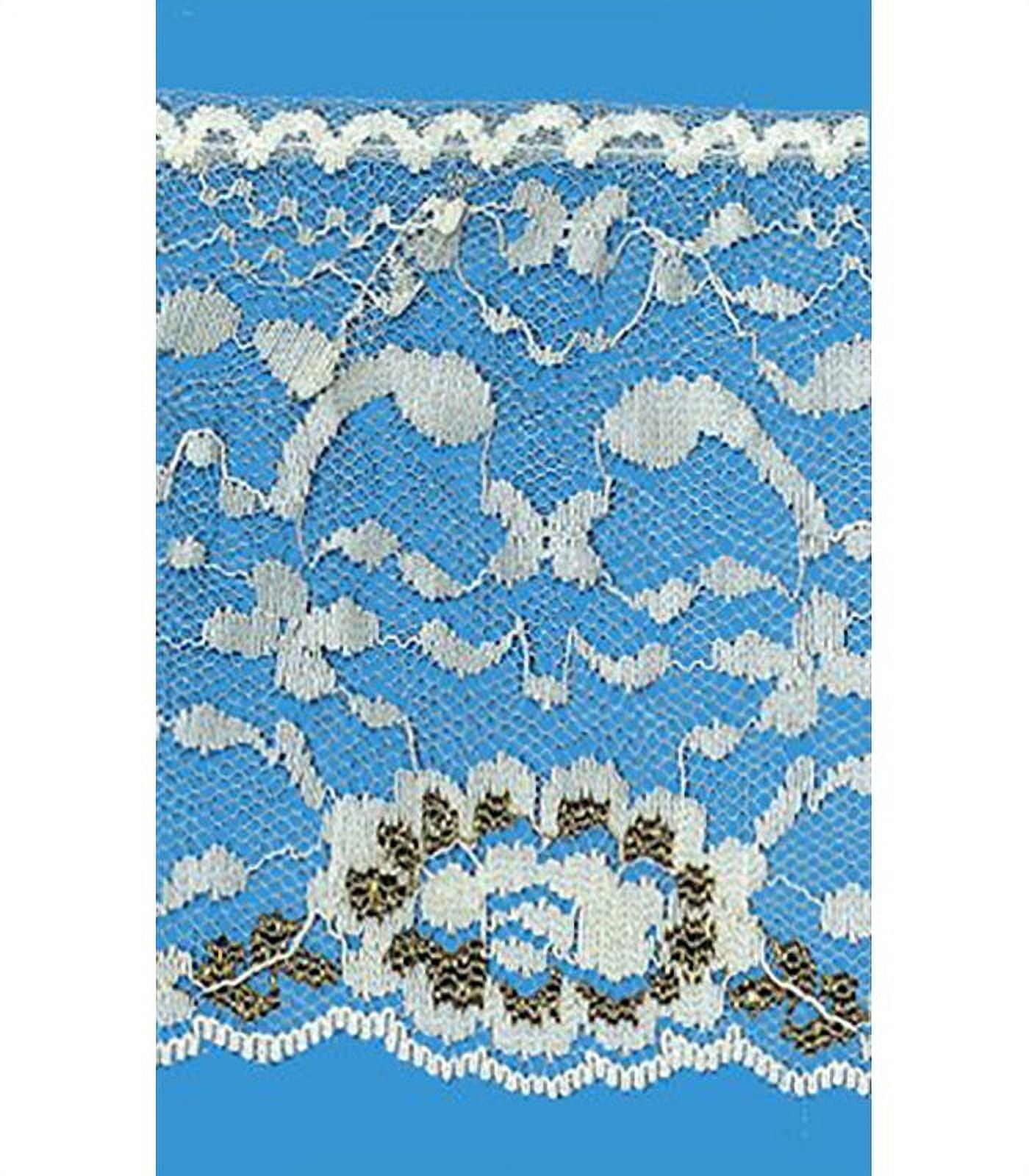 NATURAL/GOLD  3 INCH RUFFLED RASCHEL LACE