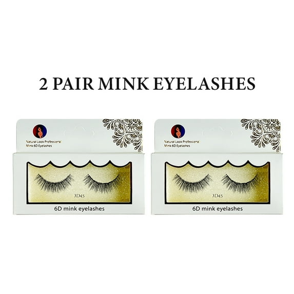 NATURAL LOOK 6D FALSE FAUX MINK EYELASHES 3D45 ( 2 Pair )