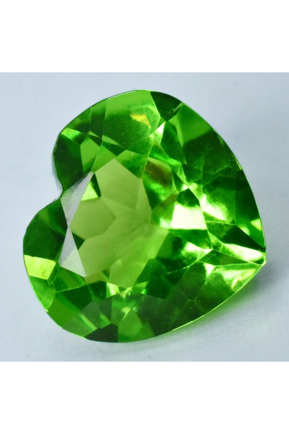 NATURAL Peridot Green 12.30 Ct CERTIFIED Stone Gemstone HEART CUT Faceted